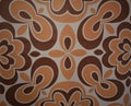 Style wall paper with fancy flowers of brown, yellow and white colors