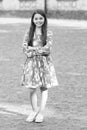 Style is whatever gives joy. Happy child enjoy summer style. Fashion look of little girl. Style and fashion. Kids