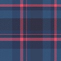 Styled background seamless fabric, fade plaid texture pattern. Fluffy vector textile tartan check in blue and dark colors