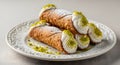 Vintage Style: Cannoli on an Old-Fashioned Plate Royalty Free Stock Photo