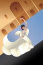 Styled Spain Flamenco dancer on sity landscape