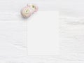 Styled stock photo. Feminine digital product mockup with uttercup flowers, Ranunculus, blank list of paper and shabby