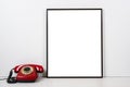 Styled tabletop, empty frame, painting art poster interior mock-