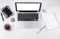 Styled workspace with laptop Royalty Free Stock Photo