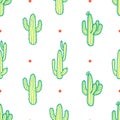 3 styles of colorful cactus in green outline and yellow plane