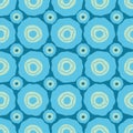 Stylised blue floral seamless pattern. Hand drawn repeated pattern. Grid arrangement