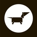 Stylised dog round monochrome icon