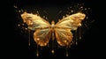 Stylised gold butterfly on black background Royalty Free Stock Photo