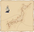 Stylised old Japan map Royalty Free Stock Photo
