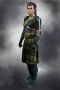 Scotsman in green tartan kilt - portrait