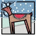 Deer in snow Christmas card