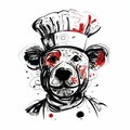 Stylised Vector Illustration Of A Chef Bear - Zombiecore Art