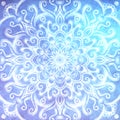 Stylish abstract artistic bright geometric ornate gentle magical glowing textured background in blue color. Mandala Royalty Free Stock Photo