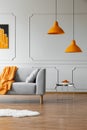 Abstract paining on the wall of trendy living room interior Royalty Free Stock Photo