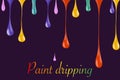 Multicolor paint dripping on background. Stylish acrylic liquid layered colorful painting concept. Royalty Free Stock Photo