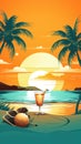 stylish advertising background for a beach party - stock concepts