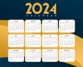 stylish 2024 annual calendar layout for office desk or wall