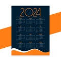 stylish 2024 annual calendar layout for office desk or wall