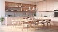 Stylish apartment interior with modern kitchen. AI Generative