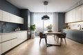 Stylish apartment interior with modern kitchen Royalty Free Stock Photo