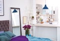 Stylish apartment interior with modern kitchen Royalty Free Stock Photo
