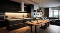 Stylish apartment interior with modern kitchen. Idea for home design Royalty Free Stock Photo