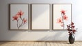 Stylish Area Rugs With Wooden Frame And Hibiscus Accent