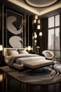 Stylish Art Deco luxury bedroom Royalty Free Stock Photo
