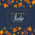 Stylish autumn sale background with falling leaves