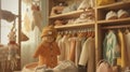 A stylish baby\'s room filled with miniature clothes, AI generated