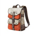 Stylish backpack with orange and beige design perfect for school travel or outdoor adventures Durable and functional