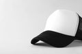 Stylish baseball cap on light grey background, closeup. Mockup for design Royalty Free Stock Photo