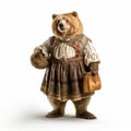 Stylish Bear In Traditional Bavarian Clothing With Purse Royalty Free Stock Photo