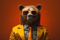 Stylish Bear Wearing Sunglasses Looking for Something. Generative ai