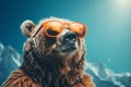 Stylish Bear Wearing Sunglasses Looking for Something. Generative ai