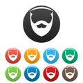 Stylish beard icons set color