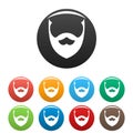 Stylish beard icons set color vector