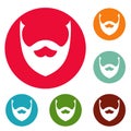 Stylish beard icons circle set vector