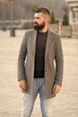 Stylish beard and mustache fall and winter season. Beard fashion and barber concept. Man bearded hipster stylish