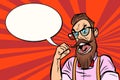 Stylish bearded hipster with glasses rage anger Royalty Free Stock Photo