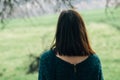 Stylish beautiful brunette girl walking with photocamera outdoor Royalty Free Stock Photo