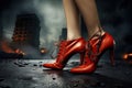 Stylish beautiful elegant bright women& x27;s shoes. Style and fashion concept Royalty Free Stock Photo