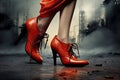 Stylish beautiful elegant bright women& x27;s shoes. Style and fashion concept Royalty Free Stock Photo