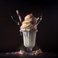 Stylish beautiful fruity milkshake, chocolate drop splashes - AI generated image