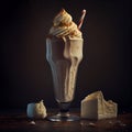 Stylish beautiful fruity milkshake, chocolate drop splashes - AI generated image