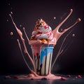 Stylish beautiful fruity milkshake, chocolate drop splashes - AI generated image