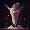 Stylish beautiful fruity milkshake, chocolate drop splashes - AI generated image