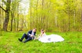 Stylish beautiful happy bride and groom, wedding celebrations outdoor Royalty Free Stock Photo