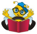 Stylish bee in glasses read a book Royalty Free Stock Photo