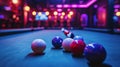 Stylish billiards night club ambient shot with comfortable seating and lively bar area Royalty Free Stock Photo